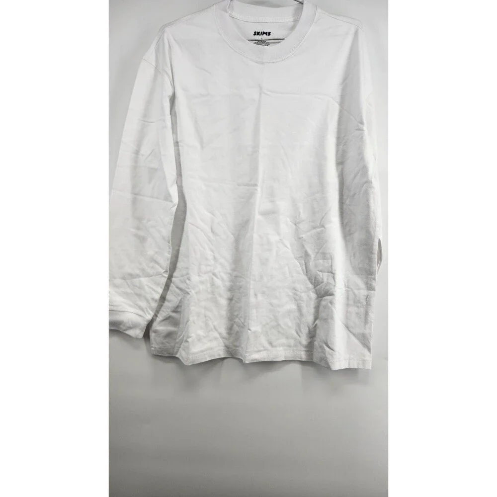SKIMS‎ Men's Small White Chalk Heavyweight Cotton Long Sleeve T-Shirt NWT